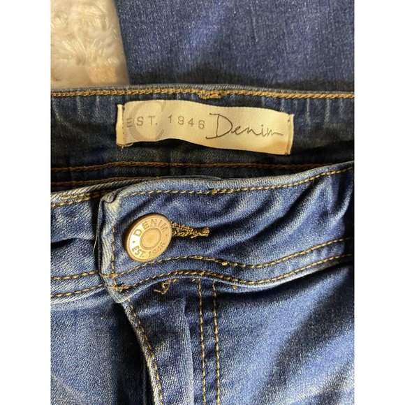 Est 1946 Denim Hi Rise Flared Leg Size 14 Jeans Raw Edge Stretch - Picture 6 of 16